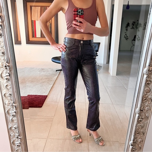 GUESS Snake Print Faux Leather Bootcut Pants Size 27 - Picture 3 of 11